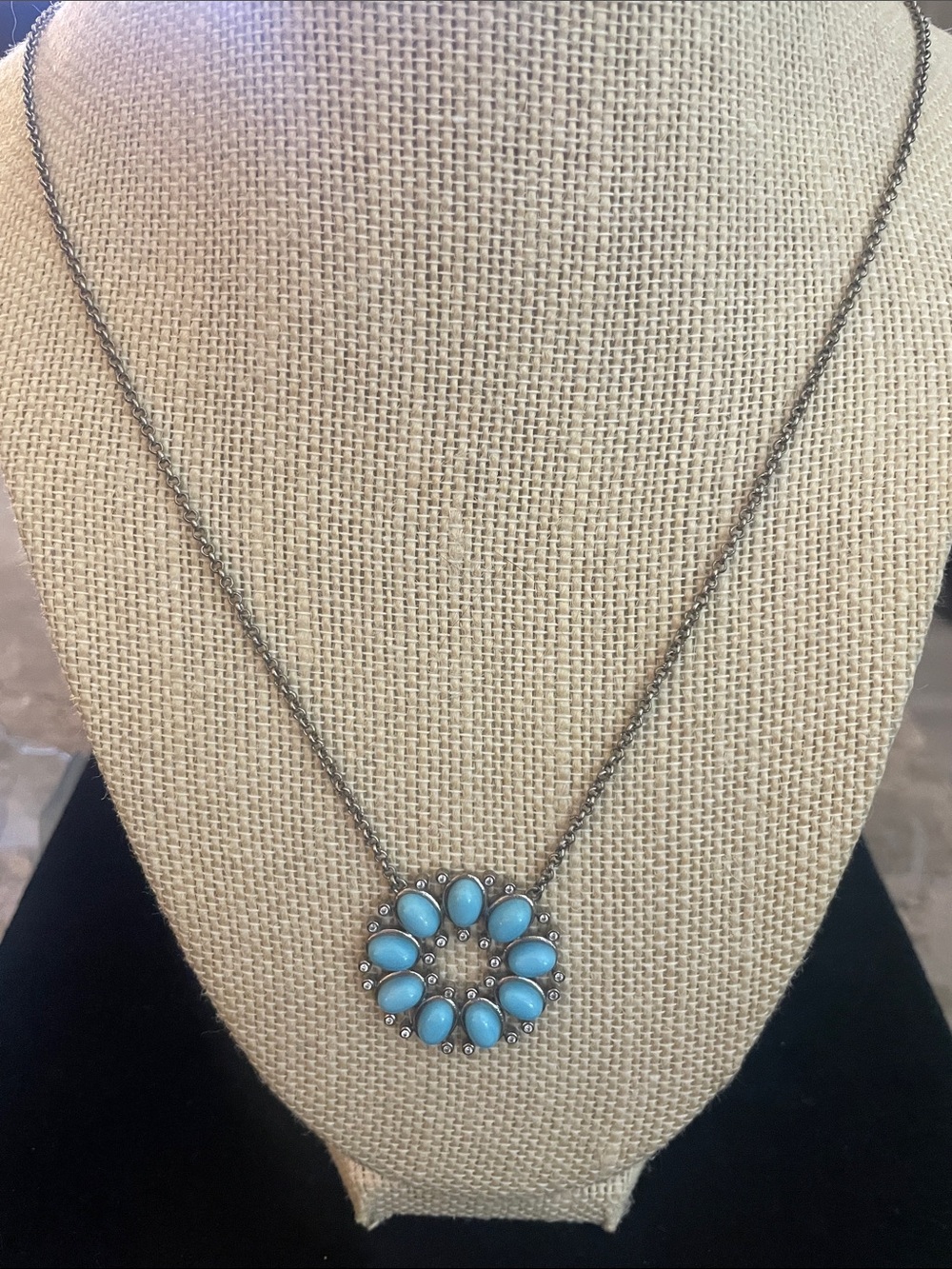 Hespera circular pendant necklace crafted with turquoise stones RP $140-$295.